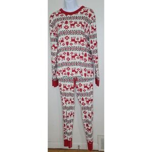 Hanna Andersson Deer Dear Organic Cotton Knit Holiday Pajamas Women Medium